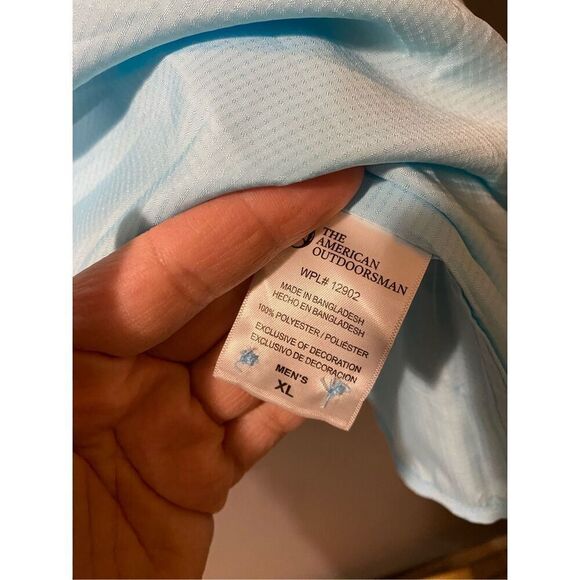 The American Outdoorsman Light Blue Button Up Short Sleeve Dri Fit Shirt XL - Picture 6 of 6